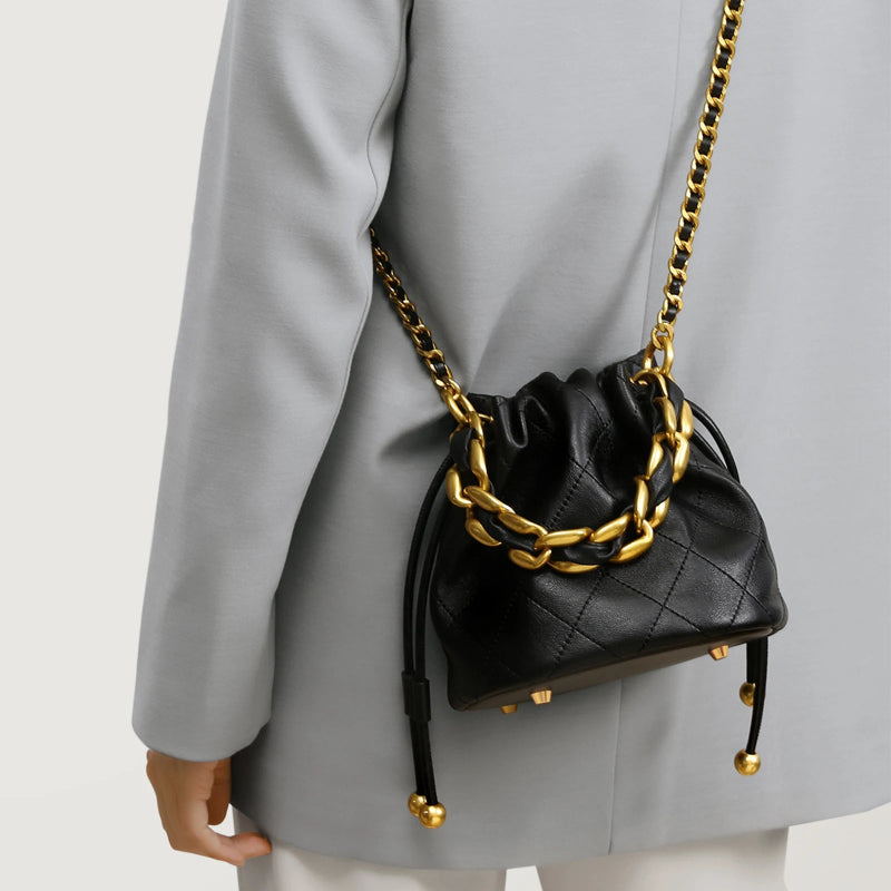 Genuine Leather Bucket Bag