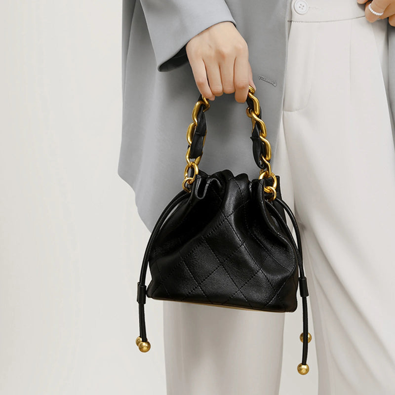 Genuine Leather Bucket Bag